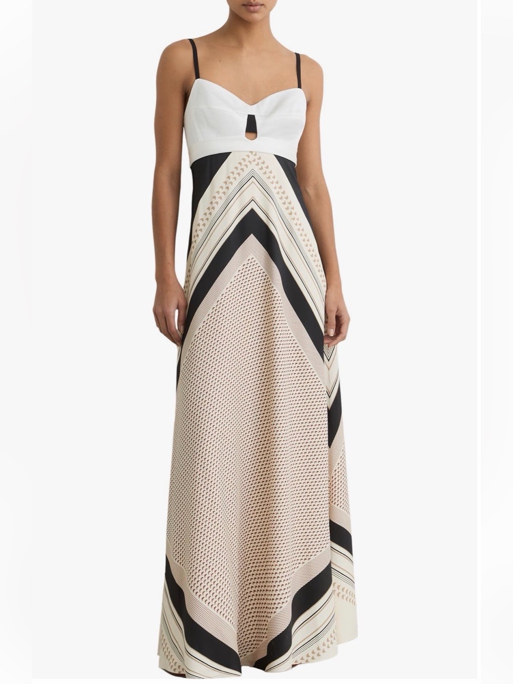 New Reiss Myra Scarf Print Tie Back Maxi Dress